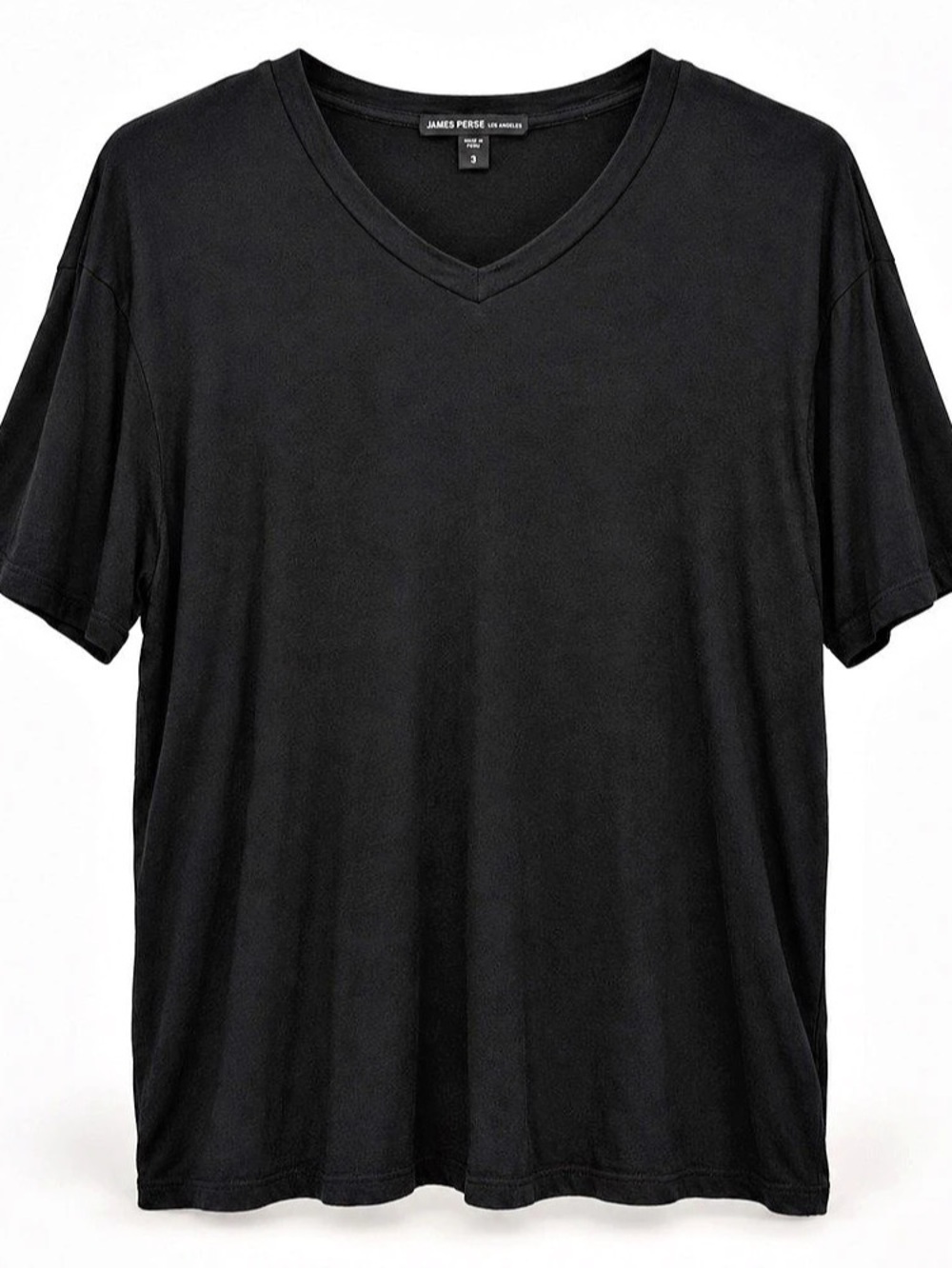James Perse Luxe Lotus Jersey V-Neck Tee Black Size 3
